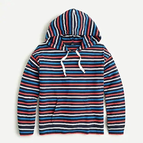 J. Crew Wide-sleeve Hoodie In Stripe Mariner Cloth - Picture 2 of 9